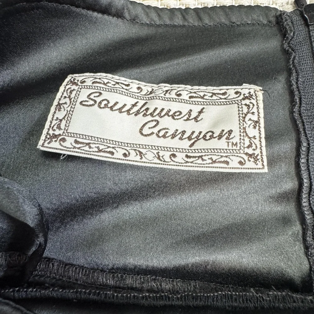 Southwest Canyon Skirt Women's Large Black‎ Wool Blend Studded Faux Leather Wrap